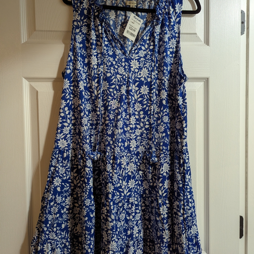 Blue and White Floral Dress